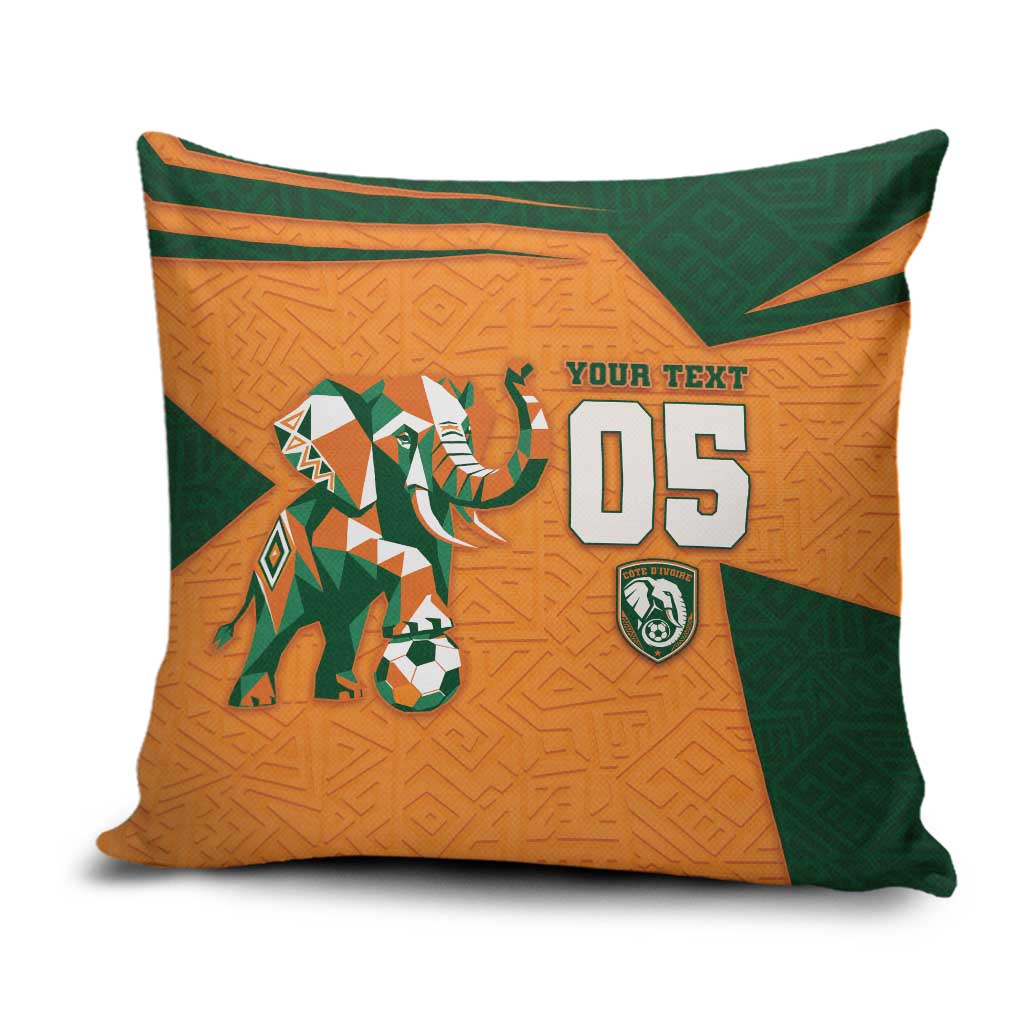 Custom Ivory Coast Football Pillow Cover Elephant Geometric African Art Style