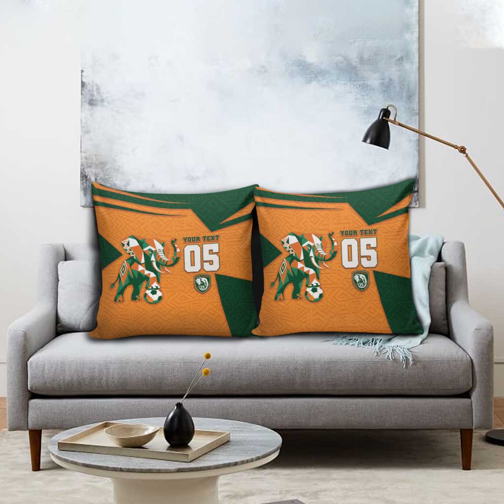 Custom Ivory Coast Football Pillow Cover Elephant Geometric African Art Style