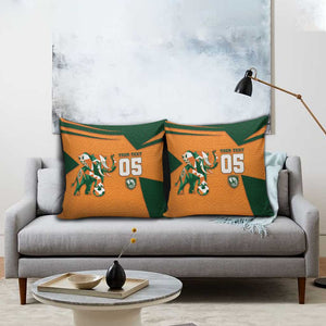 Custom Ivory Coast Football Pillow Cover Elephant Geometric African Art Style