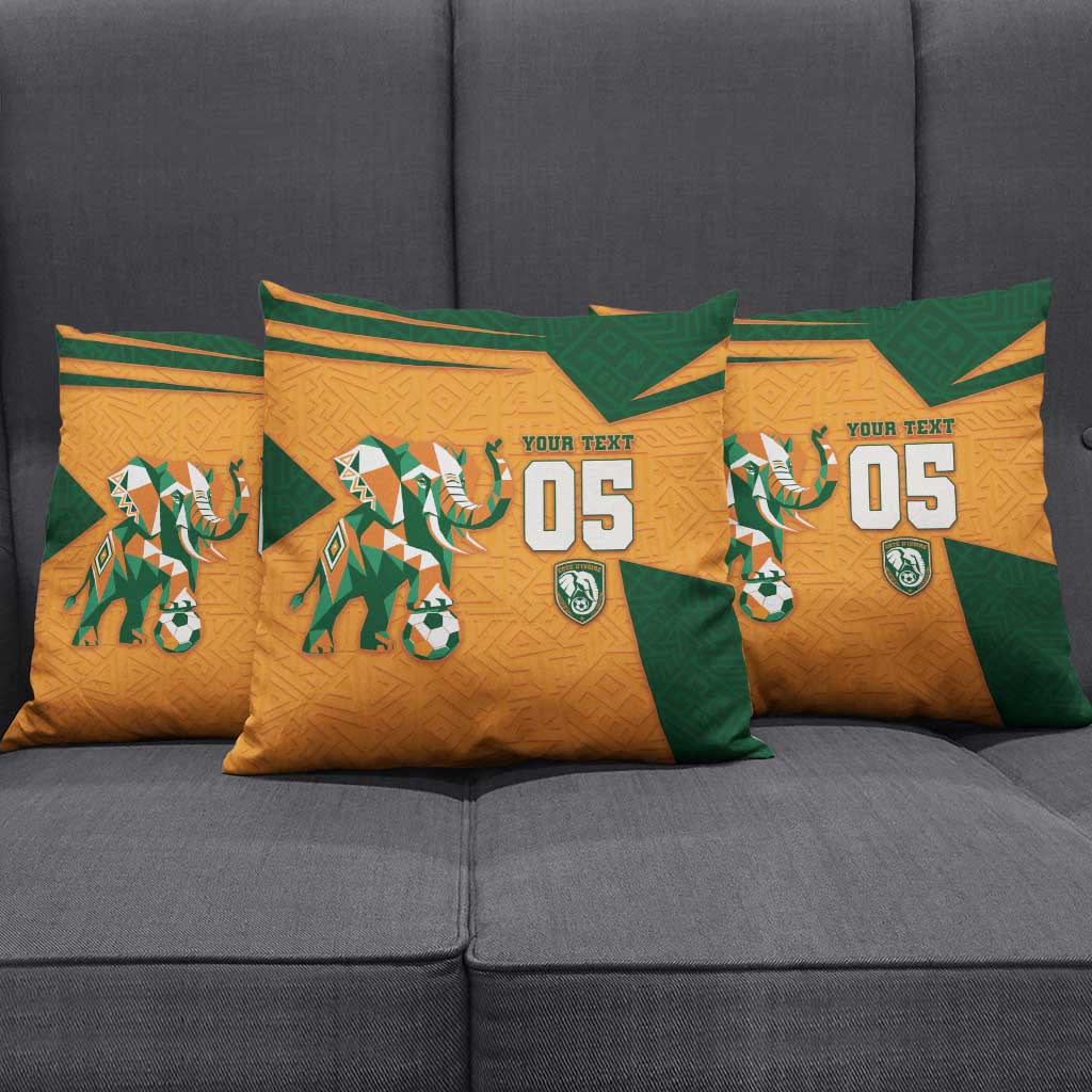 Custom Ivory Coast Football Pillow Cover Elephant Geometric African Art Style