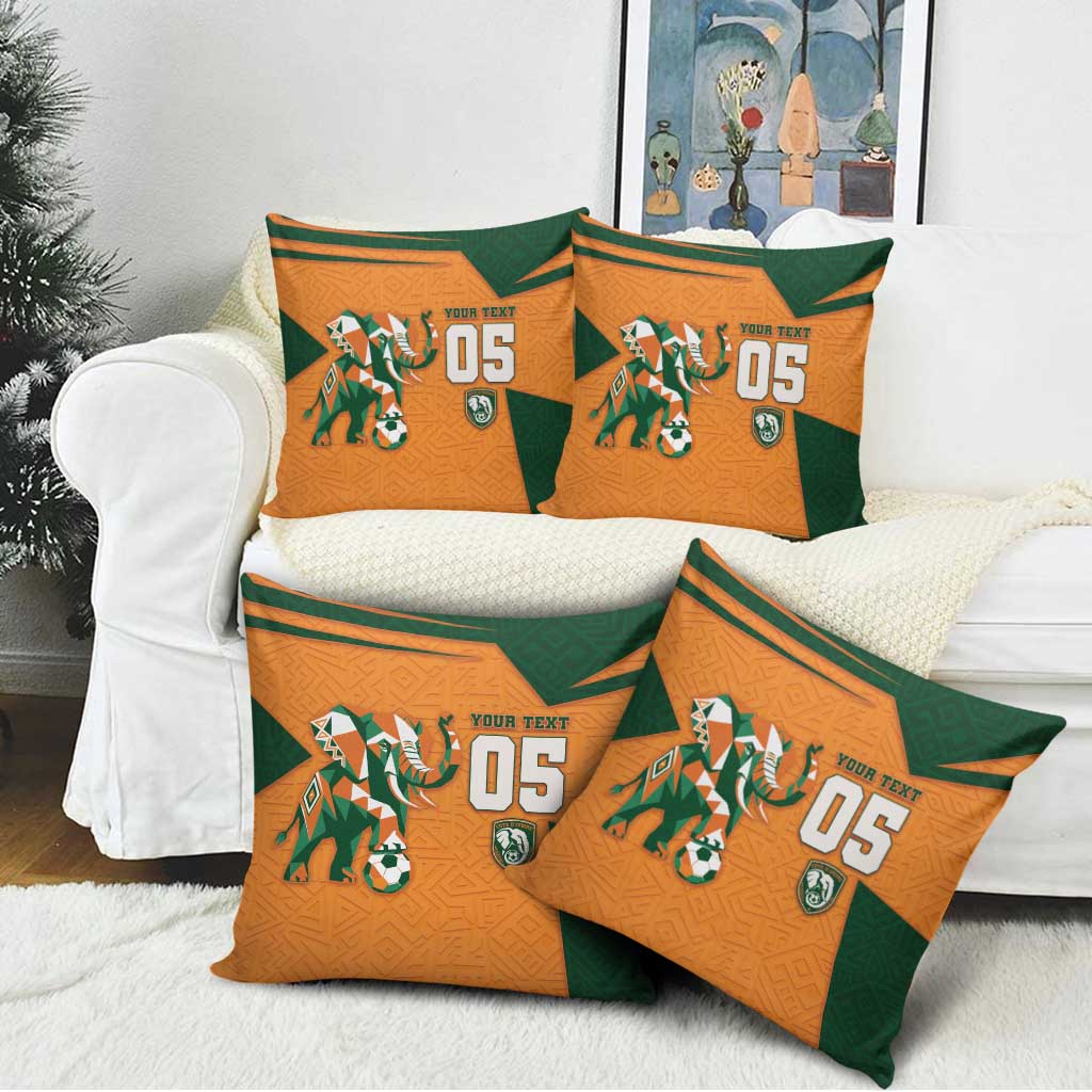 Custom Ivory Coast Football Pillow Cover Elephant Geometric African Art Style