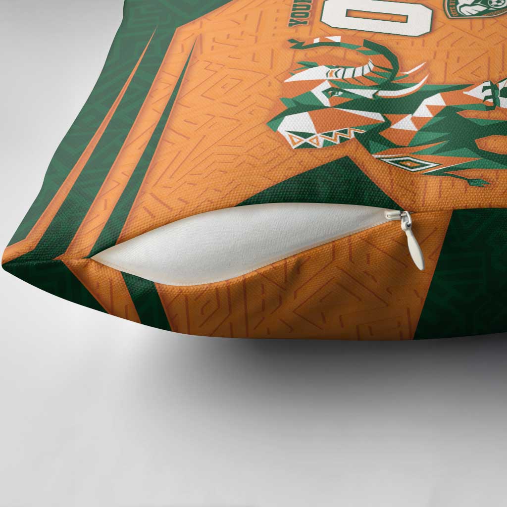 Custom Ivory Coast Football Pillow Cover Elephant Geometric African Art Style
