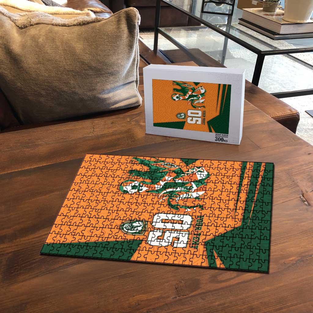 Custom Ivory Coast Football Puzzle Elephant Geometric African Art Style