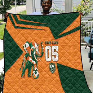 Custom Ivory Coast Football Quilt Elephant Geometric African Art Style