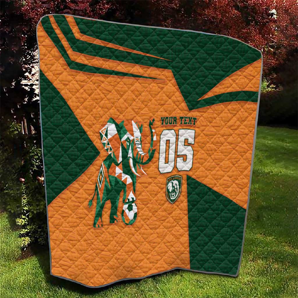 Custom Ivory Coast Football Quilt Elephant Geometric African Art Style