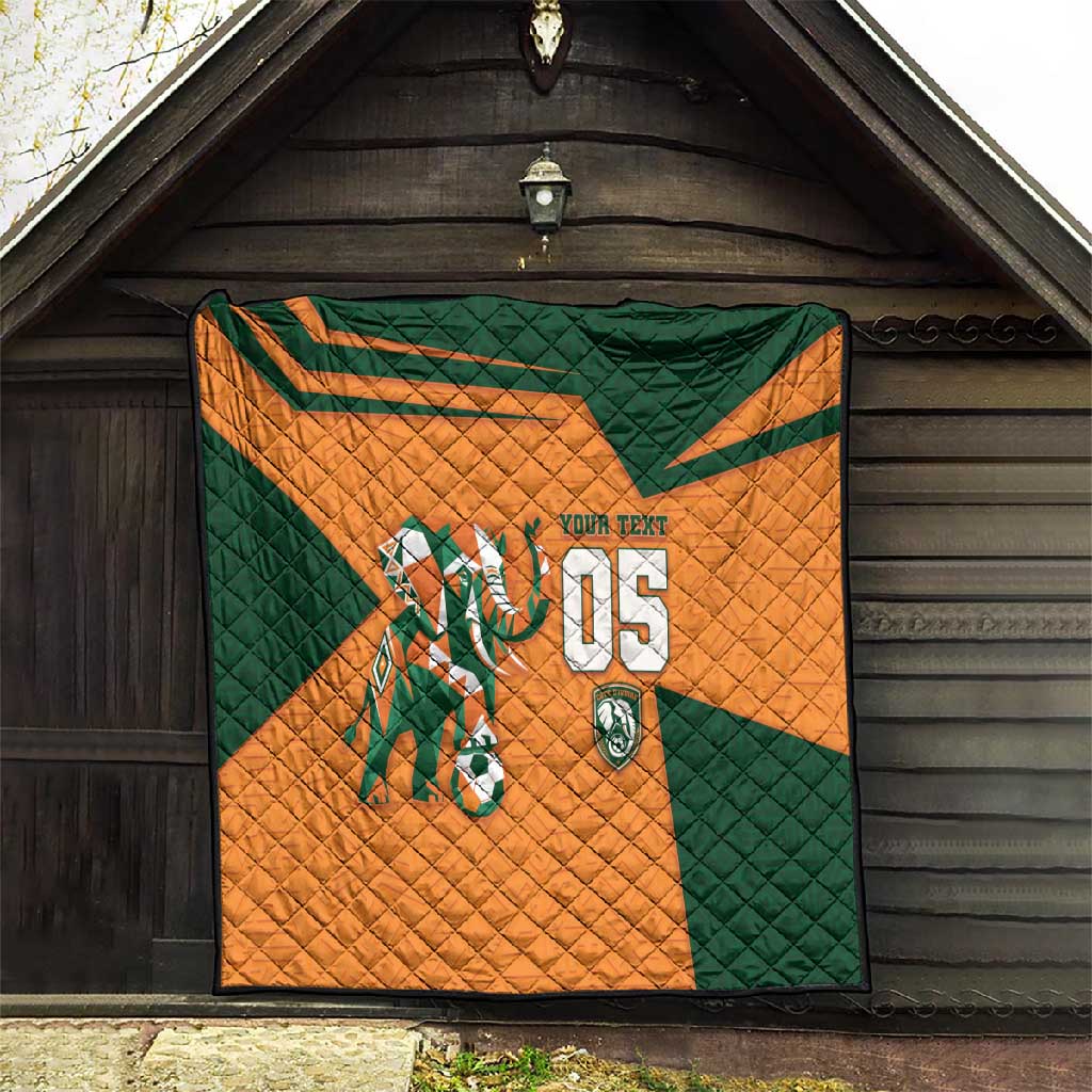 Custom Ivory Coast Football Quilt Elephant Geometric African Art Style