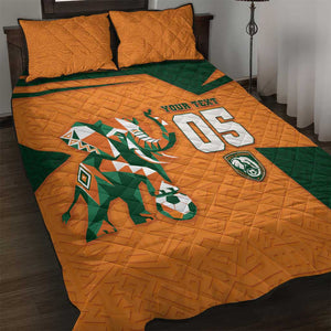 Custom Ivory Coast Football Quilt Bed Set Elephant Geometric African Art Style
