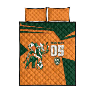 Custom Ivory Coast Football Quilt Bed Set Elephant Geometric African Art Style