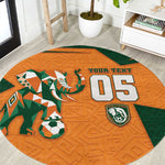 Custom Ivory Coast Football Round Carpet Elephant Geometric African Art Style