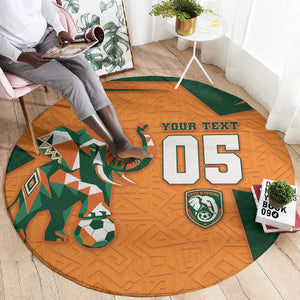 Custom Ivory Coast Football Round Carpet Elephant Geometric African Art Style