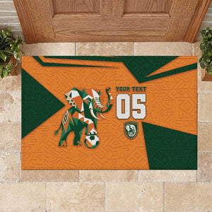 Custom Ivory Coast Football Rubber Doormat Elephant Geometric African Art Style