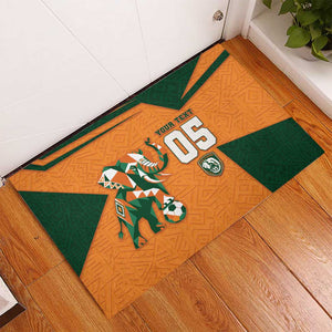 Custom Ivory Coast Football Rubber Doormat Elephant Geometric African Art Style