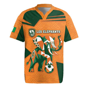Custom Ivory Coast Football Rugby Jersey Elephant Geometric African Art Style