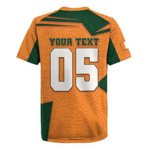 Custom Ivory Coast Football Rugby Jersey Elephant Geometric African Art Style