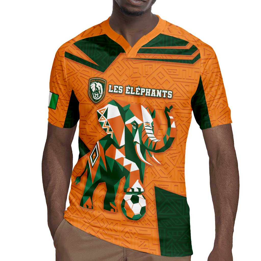 Custom Ivory Coast Football Rugby Jersey Elephant Geometric African Art Style