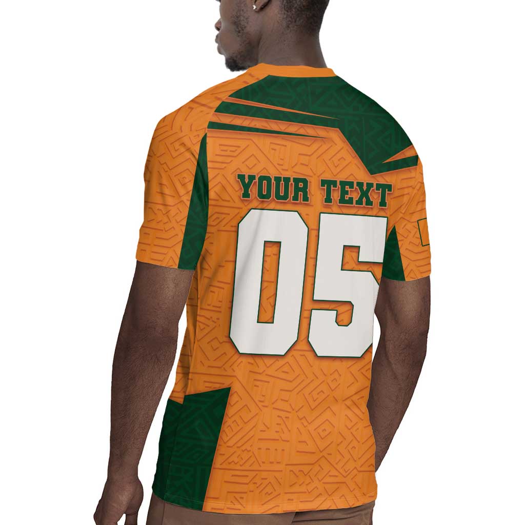 Custom Ivory Coast Football Rugby Jersey Elephant Geometric African Art Style
