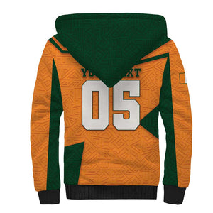 Custom Ivory Coast Football Sherpa Hoodie Elephant Geometric African Art Style