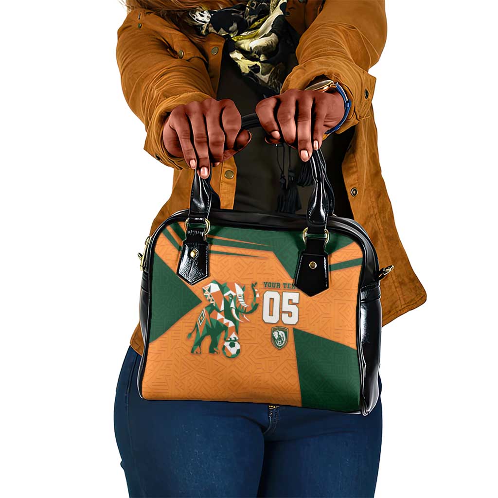 Custom Ivory Coast Football Shoulder Handbag Elephant Geometric African Art Style