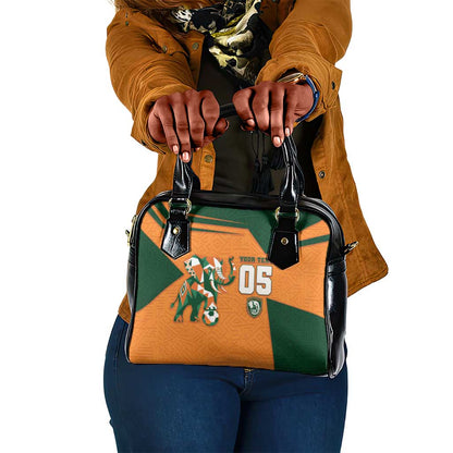 Custom Ivory Coast Football Shoulder Handbag Elephant Geometric African Art Style