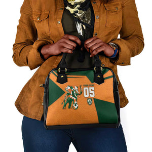 Custom Ivory Coast Football Shoulder Handbag Elephant Geometric African Art Style