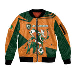 Custom Ivory Coast Football Sleeve Zip Bomber Jacket Elephant Geometric African Art Style