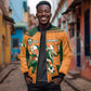 Custom Ivory Coast Football Sleeve Zip Bomber Jacket Elephant Geometric African Art Style