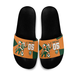 Custom Ivory Coast Football Slide Sandals Elephant Geometric African Art Style
