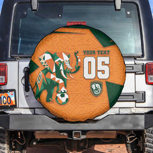 Custom Ivory Coast Football Spare Tire Cover Elephant Geometric African Art Style