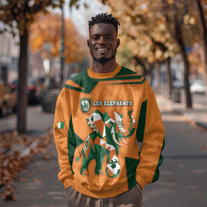 Custom Ivory Coast Football Sweatshirt Elephant Geometric African Art Style
