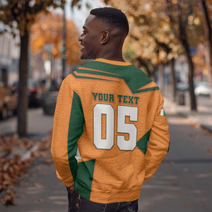 Custom Ivory Coast Football Sweatshirt Elephant Geometric African Art Style