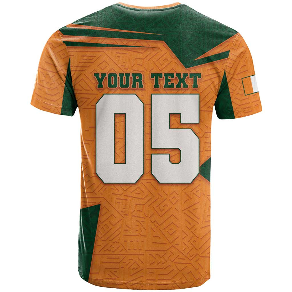 Custom Ivory Coast Football T shirt Elephant Geometric African Art Style