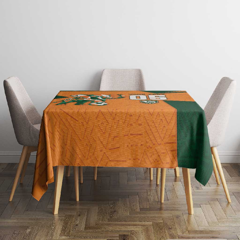Custom Ivory Coast Football Tablecloth Elephant Geometric African Art Style
