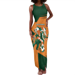 Custom Ivory Coast Football Tank Maxi Dress Elephant Geometric African Art Style