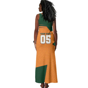 Custom Ivory Coast Football Tank Maxi Dress Elephant Geometric African Art Style