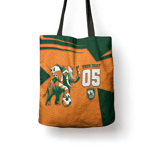 Custom Ivory Coast Football Tote Bag Elephant Geometric African Art Style