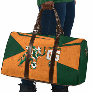 Custom Ivory Coast Football Travel Bag Elephant Geometric African Art Style