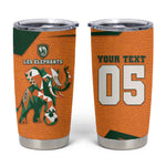 Custom Ivory Coast Football Tumbler Cup Elephant Geometric African Art Style