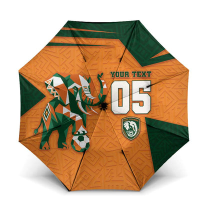Custom Ivory Coast Football Umbrella Elephant Geometric African Art Style