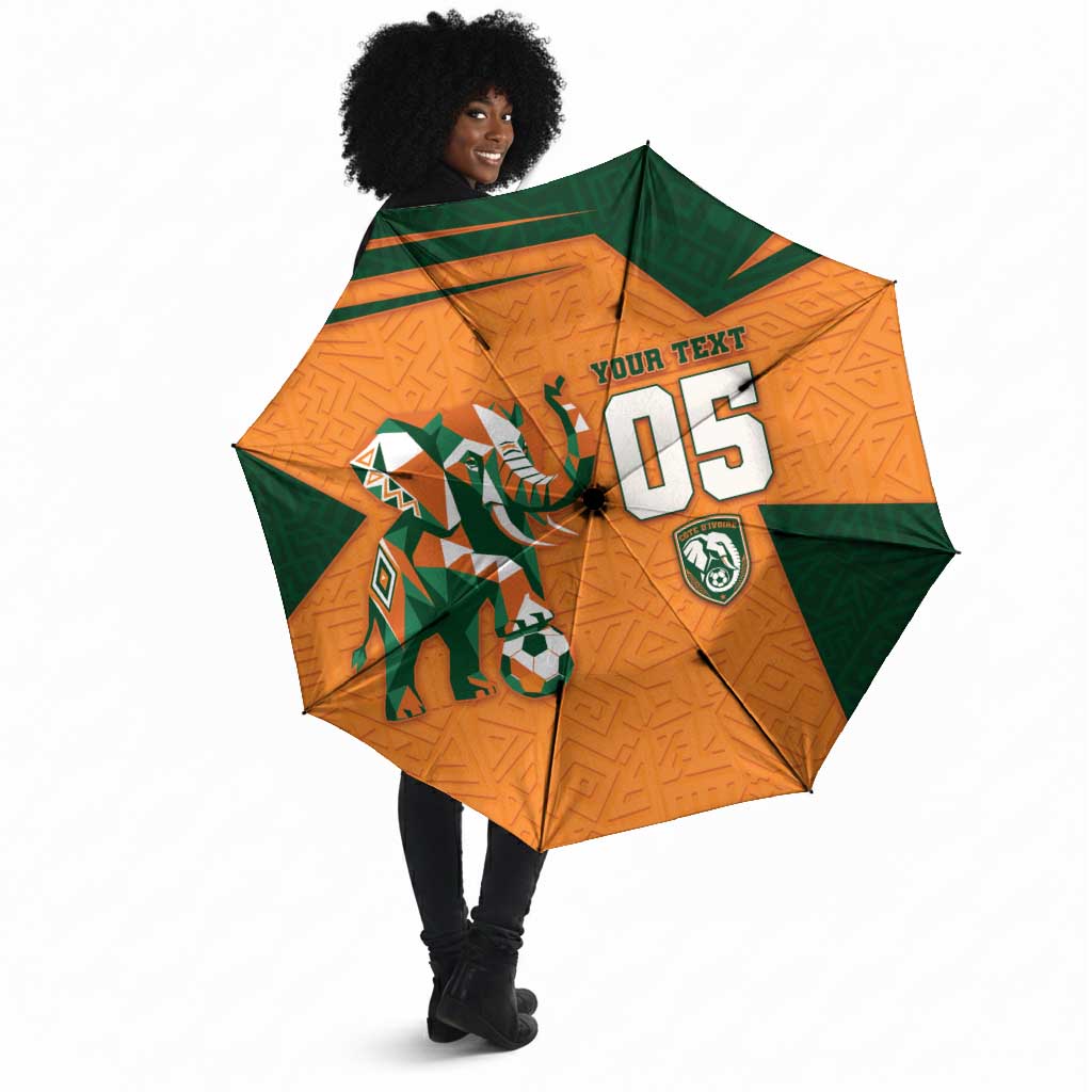 Custom Ivory Coast Football Umbrella Elephant Geometric African Art Style