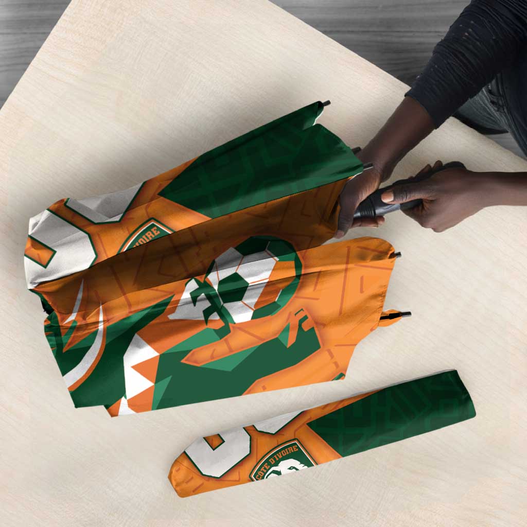 Custom Ivory Coast Football Umbrella Elephant Geometric African Art Style