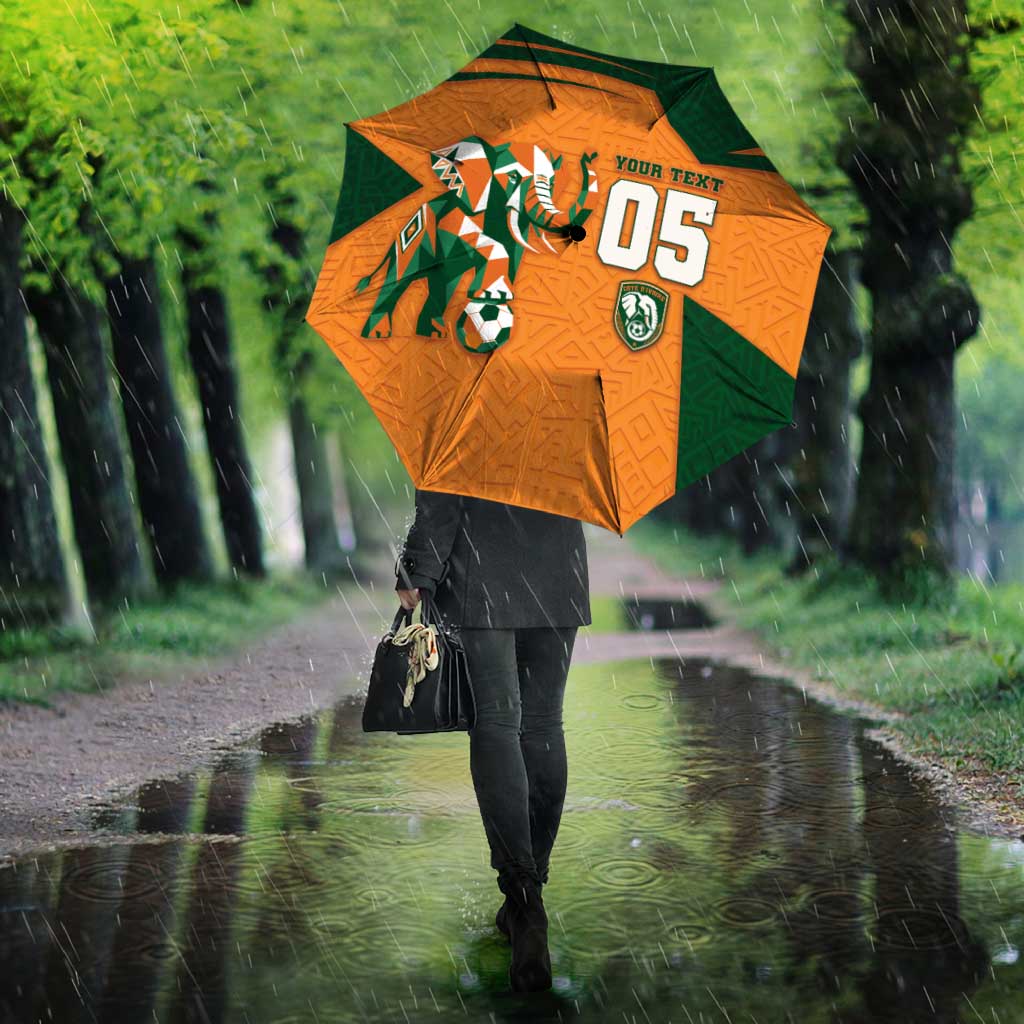 Custom Ivory Coast Football Umbrella Elephant Geometric African Art Style