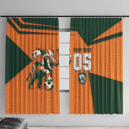 Custom Ivory Coast Football Window Curtain Elephant Geometric African Art Style