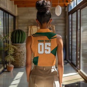 Custom Ivory Coast Football Women Sleeveless Polo Shirt Elephant Geometric African Art Style