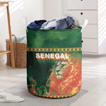 Senegal Football Laundry Basket Fiery Lion Halftone Mix Gradient Map Style