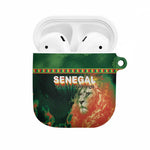 Senegal Football AirPods Case Fiery Lion Halftone Mix Gradient Map Style