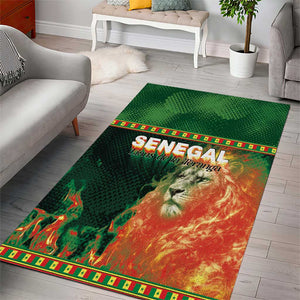 Senegal Football Area Rug Fiery Lion Halftone Mix Gradient Map Style
