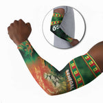 Custom Senegal Football Arm Sleeves Fiery Lion Halftone Mix Gradient Map Style