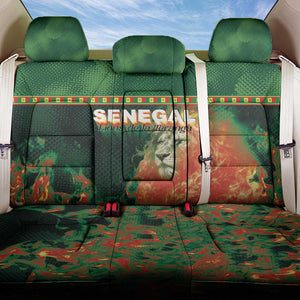 Senegal Football Back Car Seat Cover Fiery Lion Halftone Mix Gradient Map Style