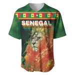 Custom Senegal Football Baseball Jersey Fiery Lion Halftone Mix Gradient Map Style