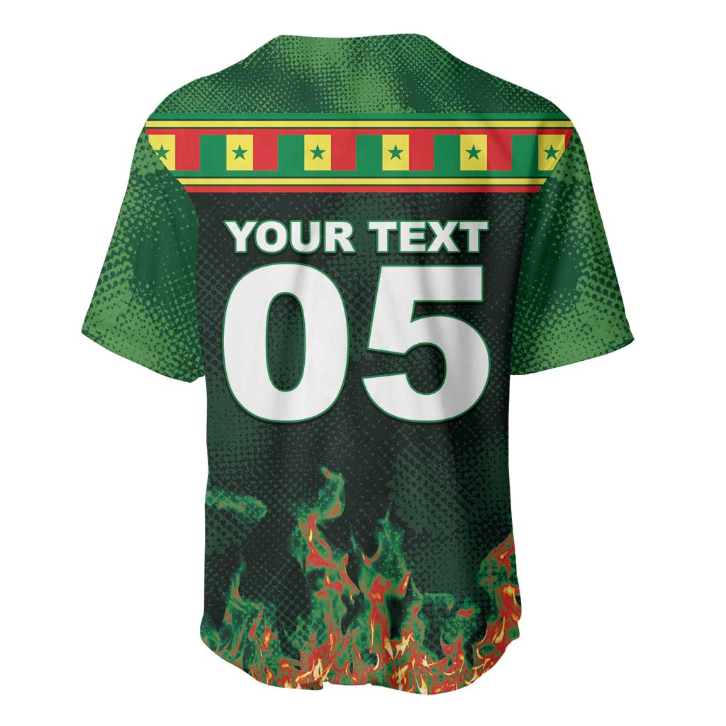 Custom Senegal Football Baseball Jersey Fiery Lion Halftone Mix Gradient Map Style